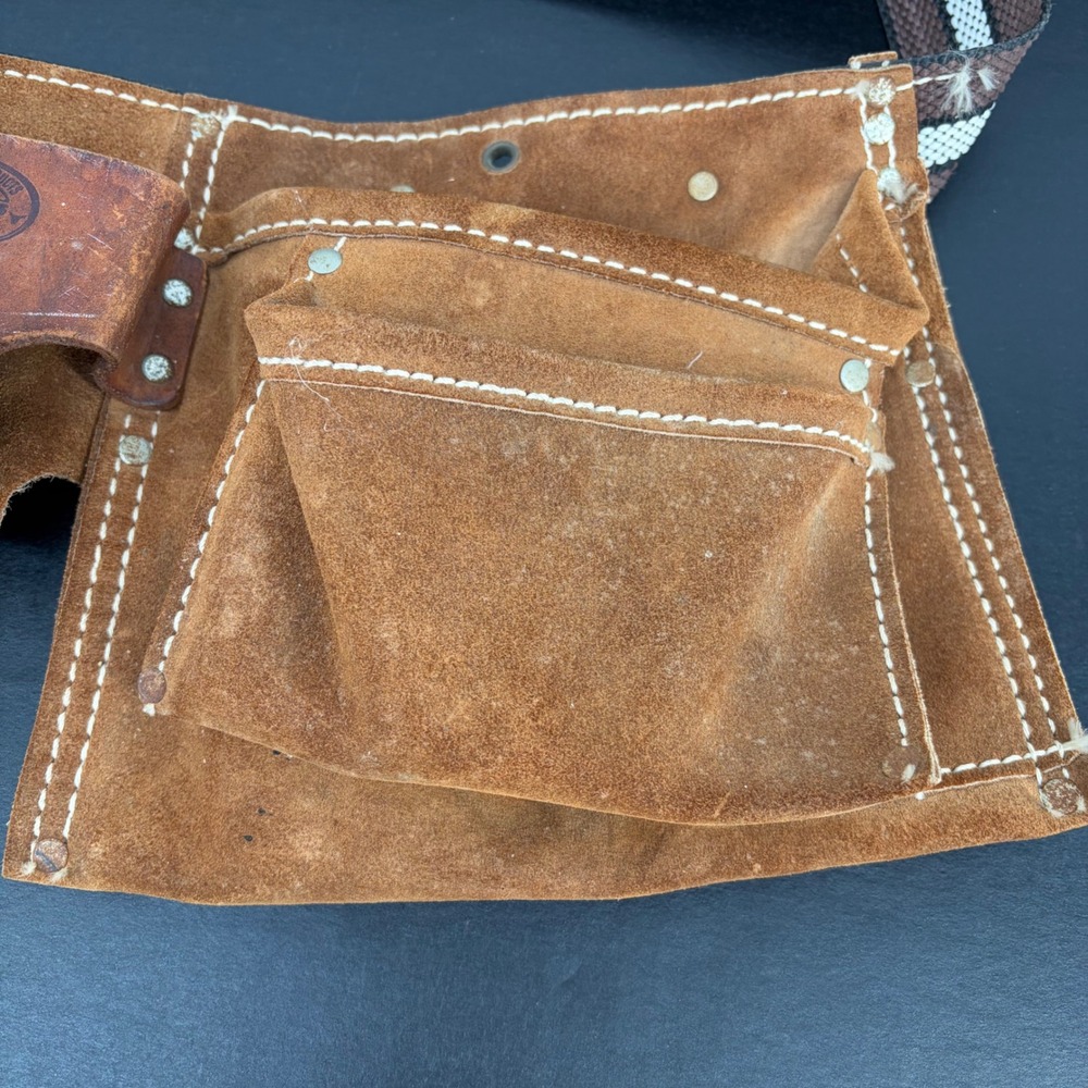 Nicholas Tool Belt Heavy Split Cowhide Leather Pockets Workwear Carpenter Apron - Picture 4 of 10